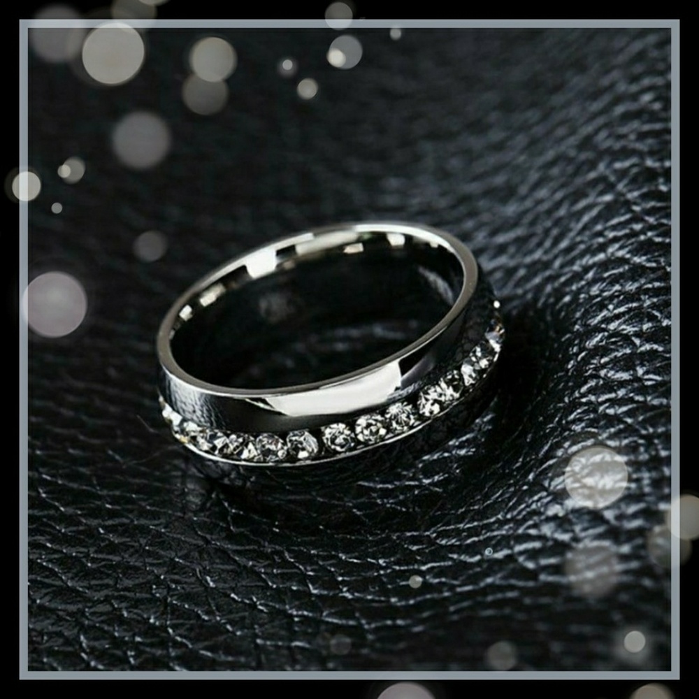 Titanium ✦ White Sapphire Channel-Set Eternity Band ✦ Solid Titanium Unisex Ring